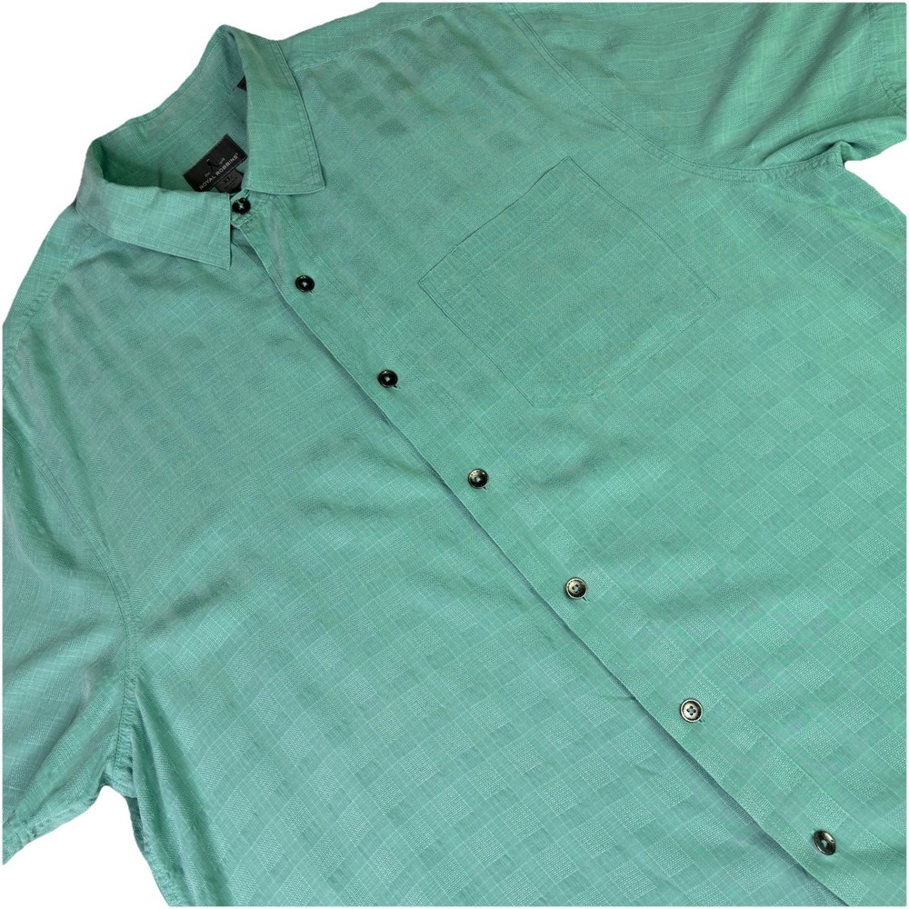 Royal Robbins Button Down Men's Shirt XL Teal Relaxed Fit Hiking Outdoor